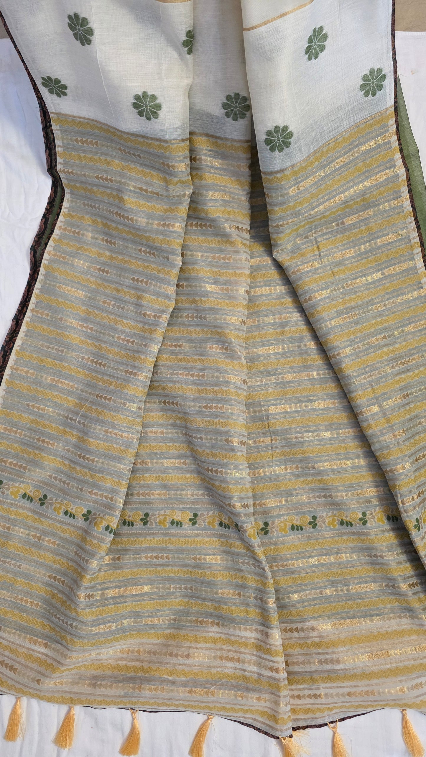 Ivory Munga Silk Jamdani