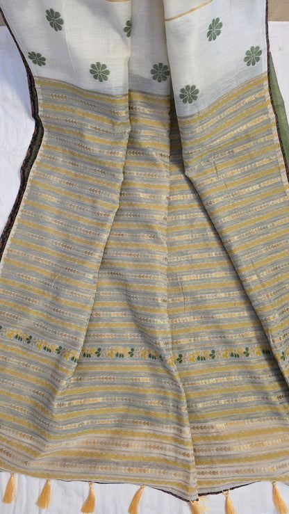 Ivory Munga Silk Jamdani