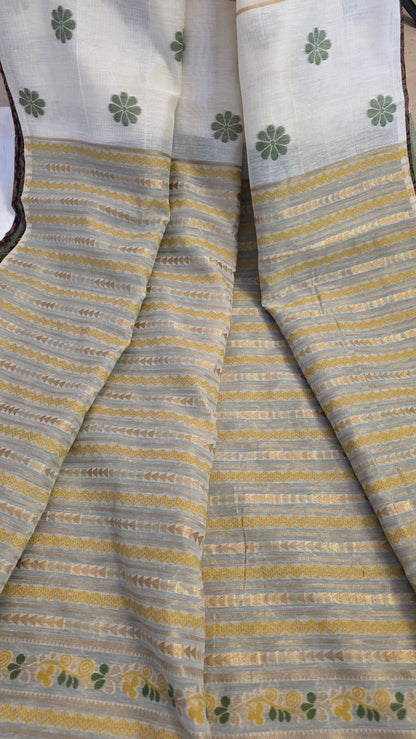 Ivory Munga Silk Jamdani