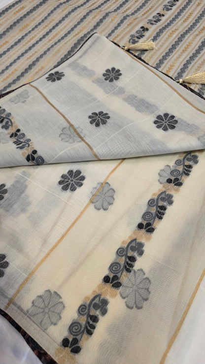 Ivory Munga Silk Jamdani