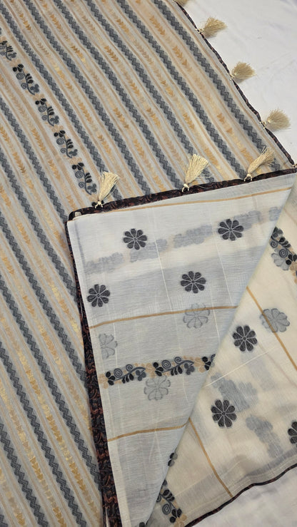 Ivory Munga Silk Jamdani