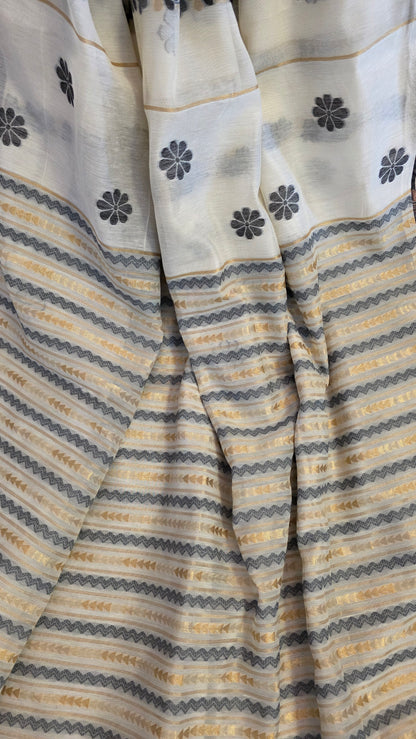 Ivory Munga Silk Jamdani
