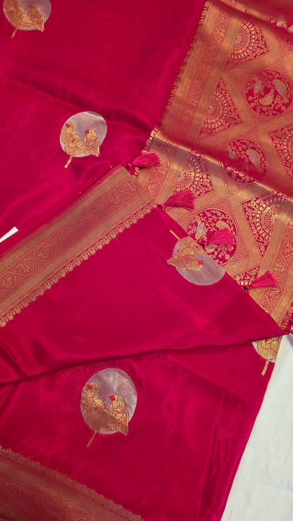 Pink Banarasi Silk | Bird motif
