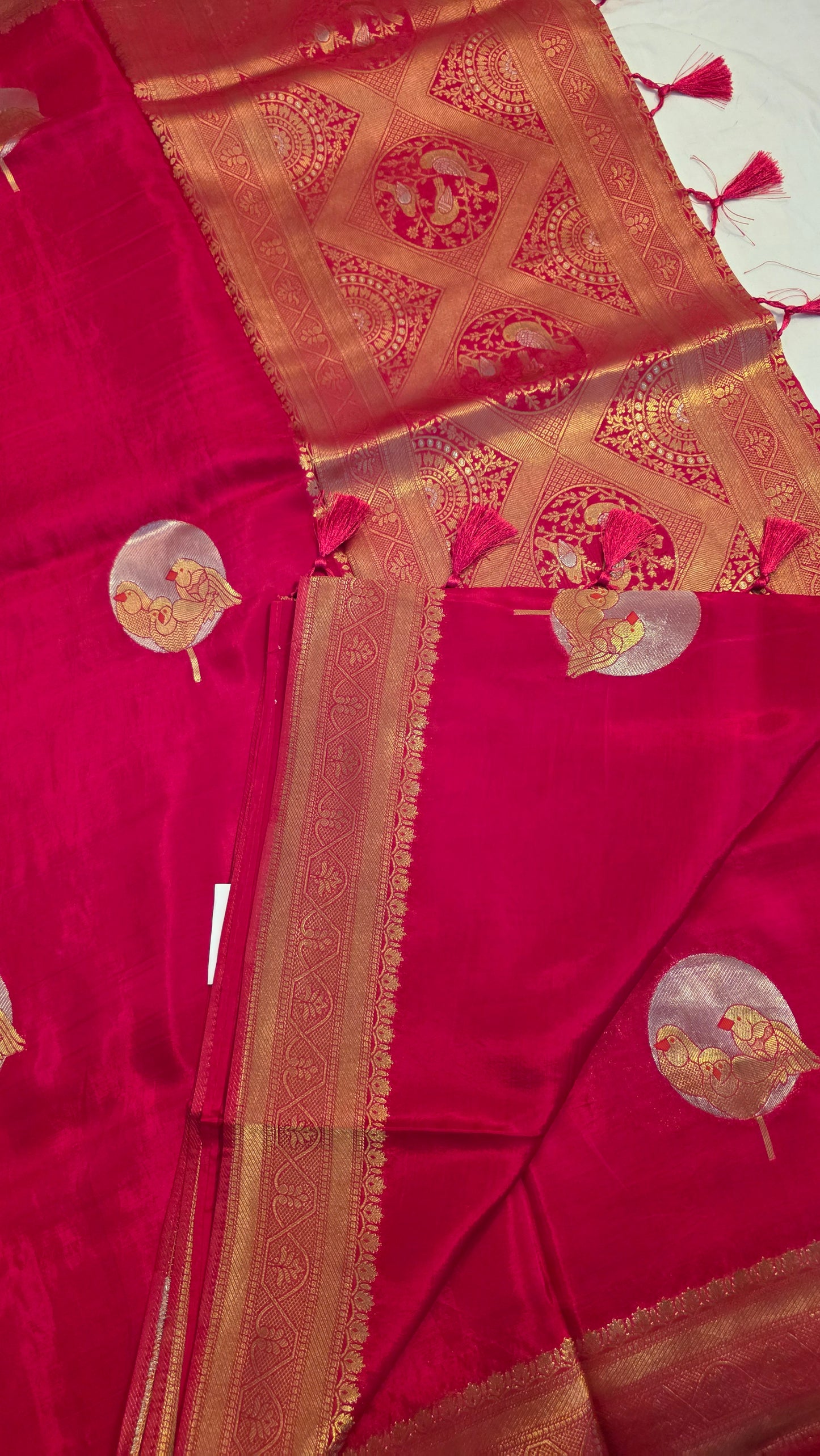 Pink Banarasi Silk | Bird motif