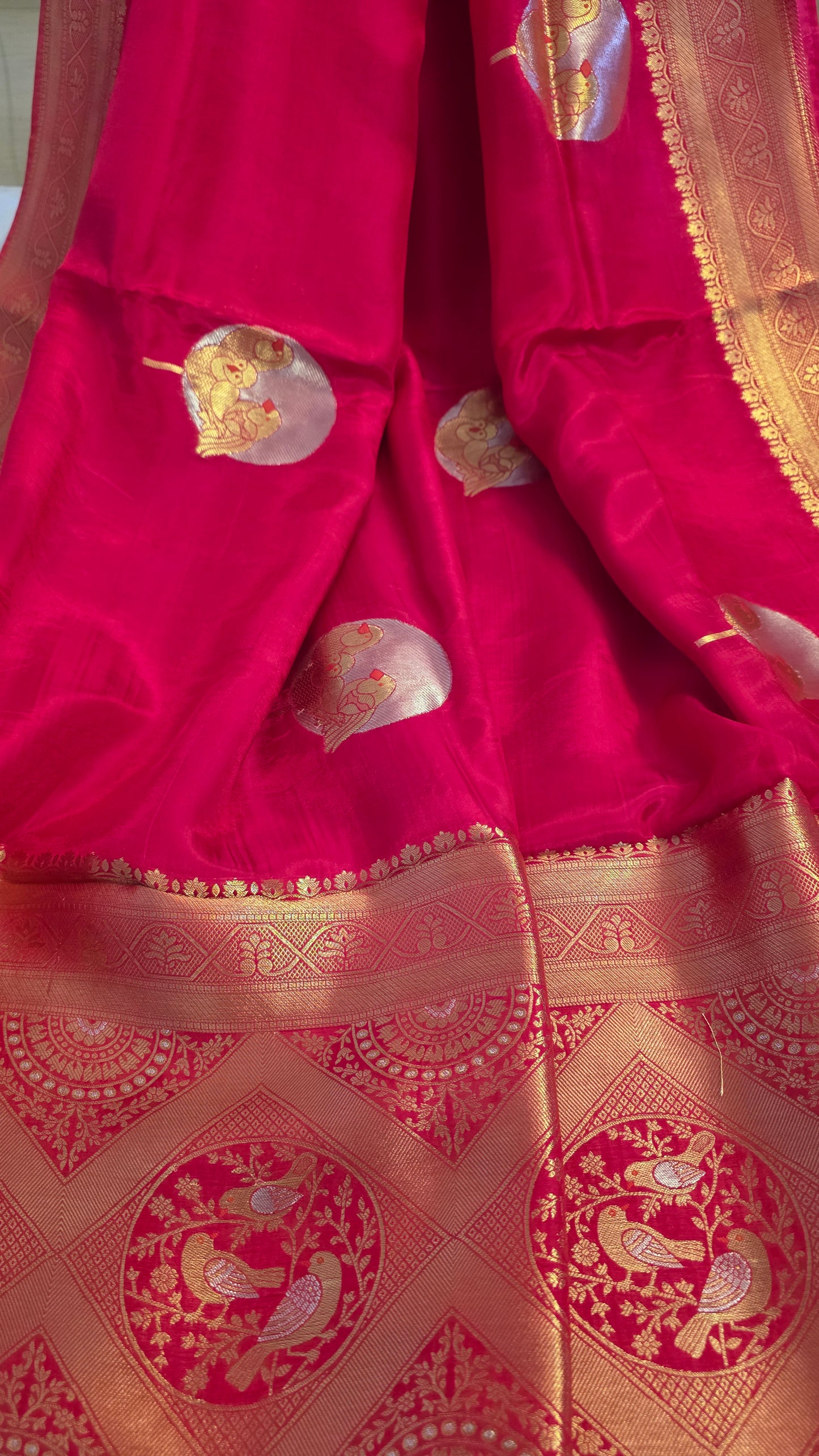 Pink Banarasi Silk | Bird motif