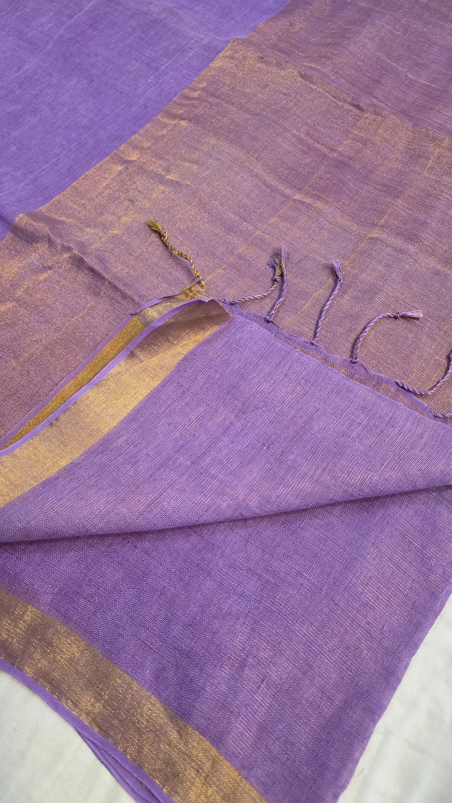 Lavender Pure Linen Tissue Saree