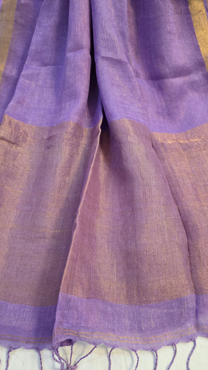 Lavender Pure Linen Tissue Saree