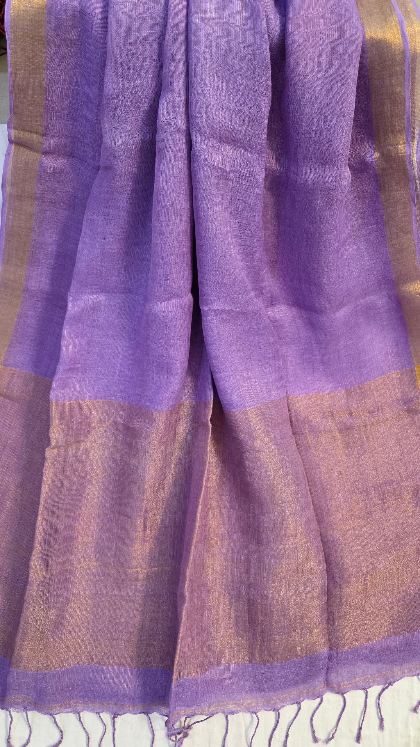 Lavender Pure Linen Tissue Saree