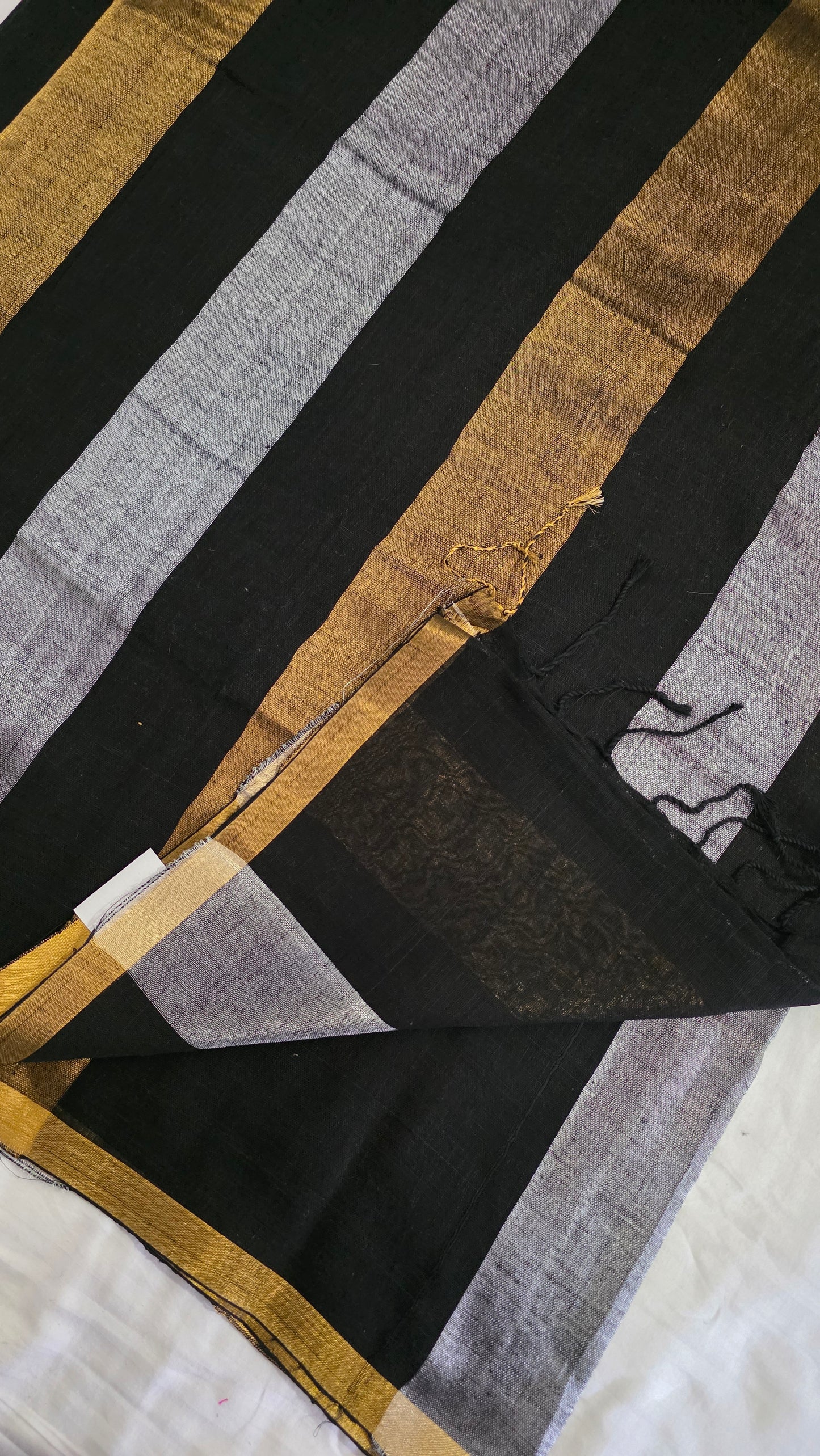 Black | Gold | Silver Zari Linen Saree