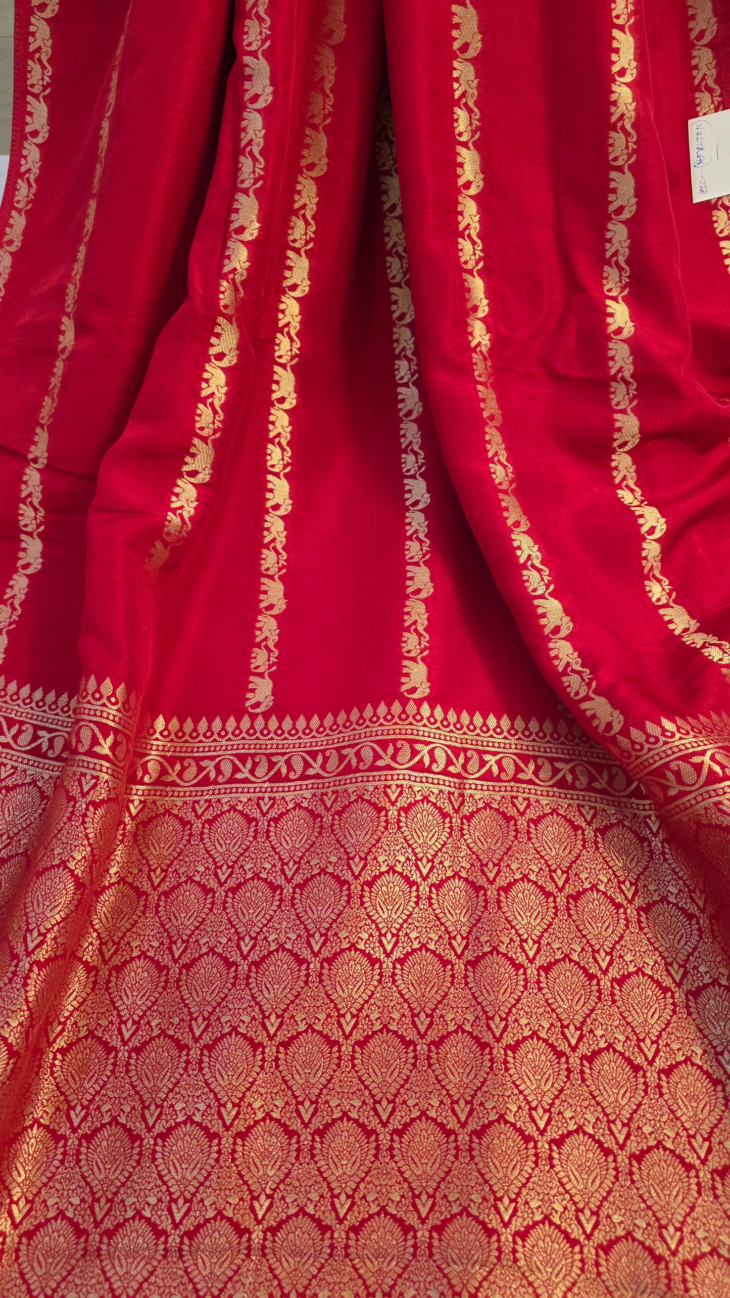 Red Banarasi Elephant motif Silk