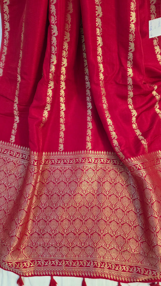 Red Banarasi Elephant motif Silk