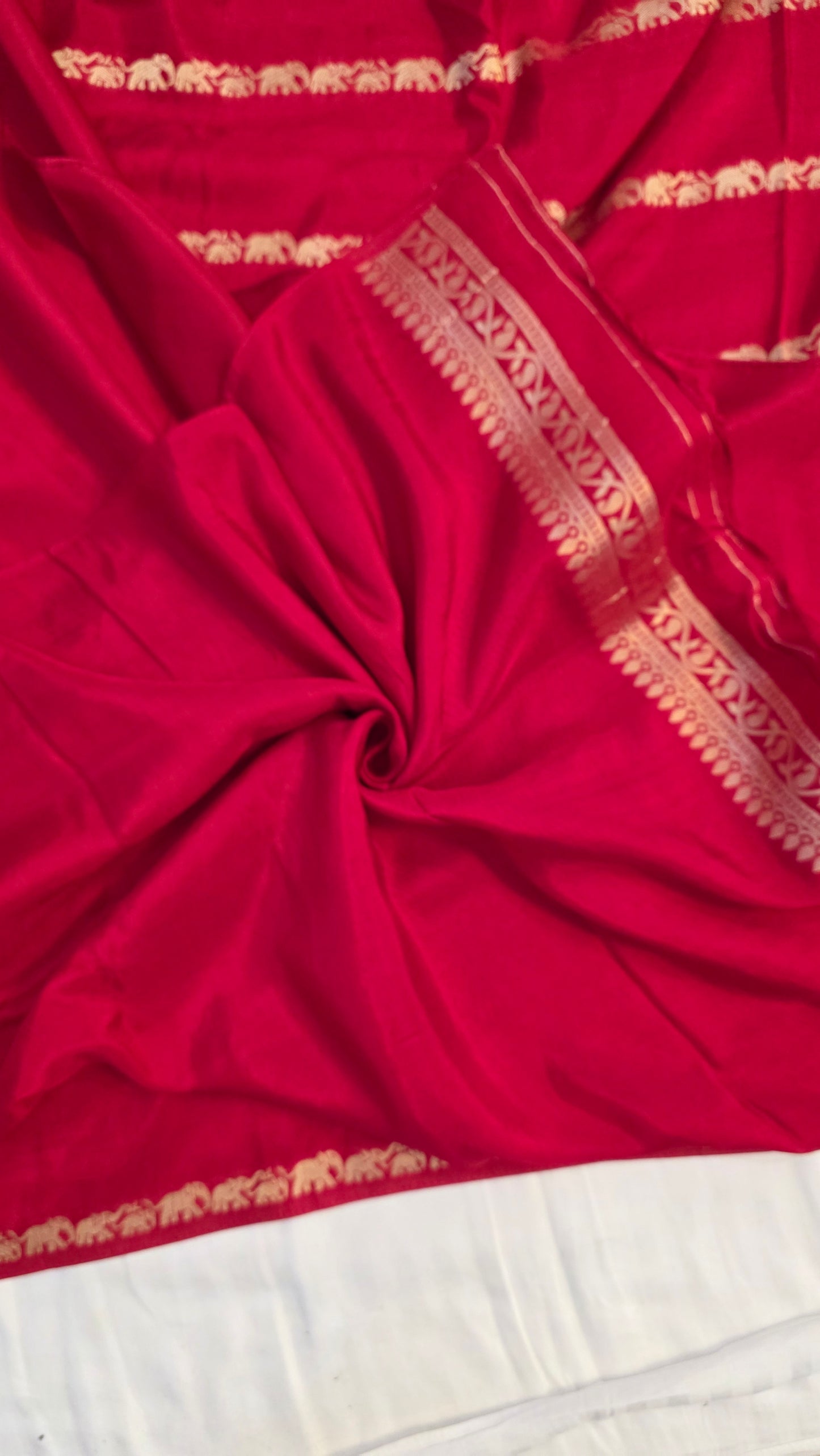 Red Banarasi Elephant motif Silk