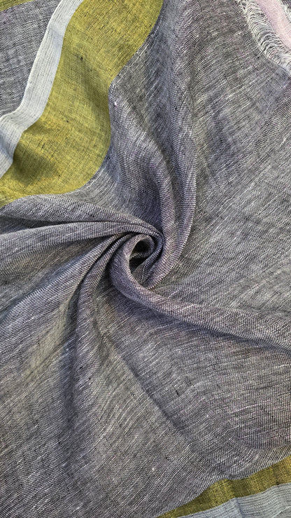 Grey Pure Linen tissue Paithani Saree