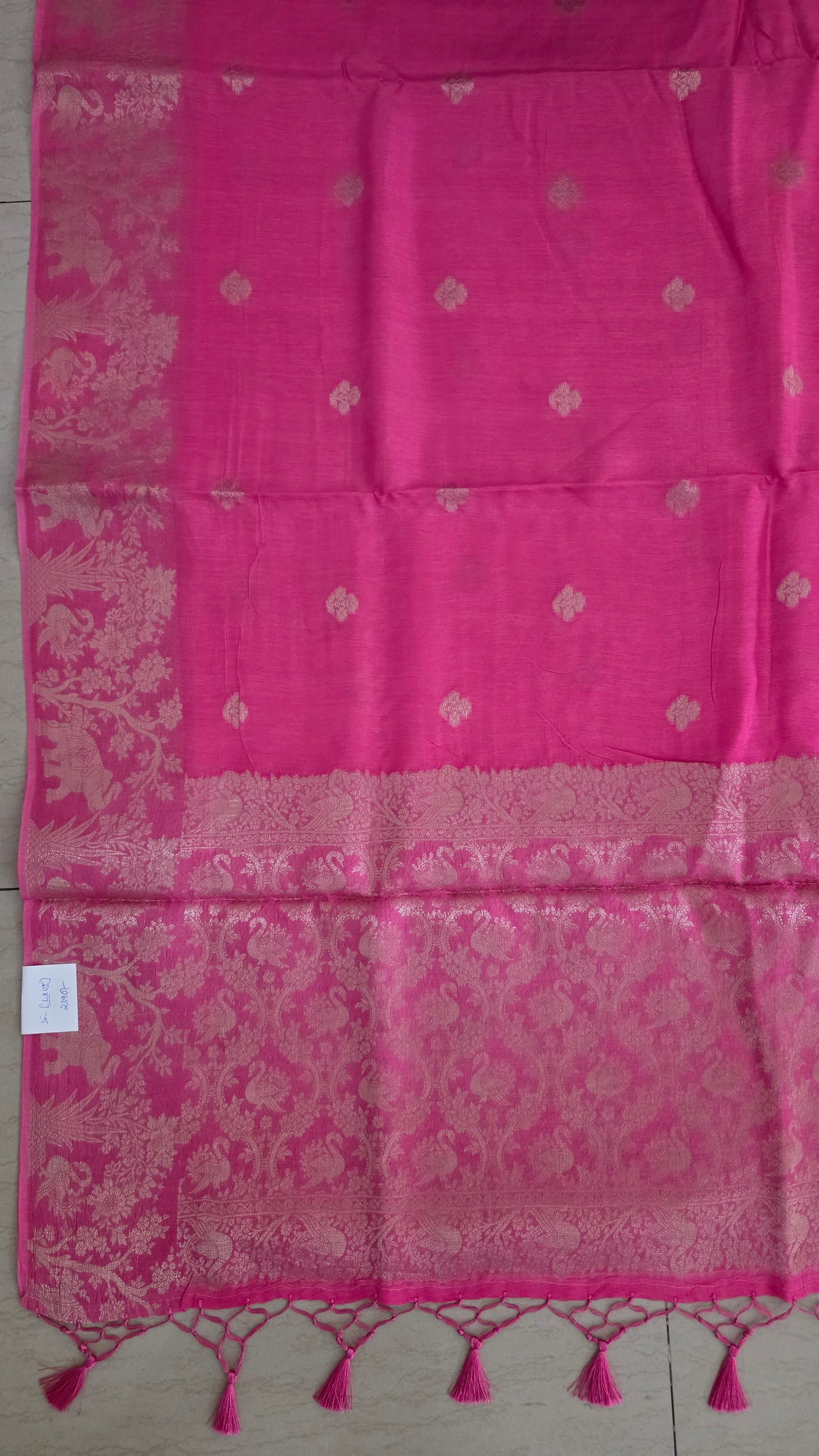 Pink Banarasi silk bird weave