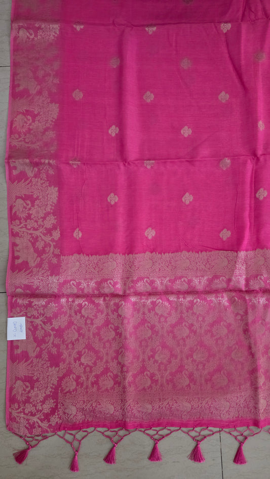 Pink Banarasi silk bird weave
