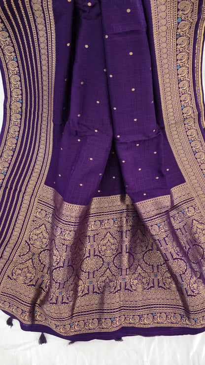 Wine Banarasi Silk Saree