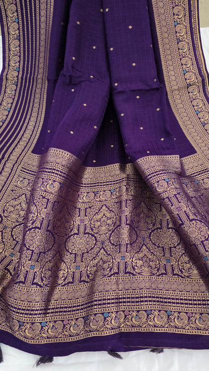 Wine Banarasi Silk Saree