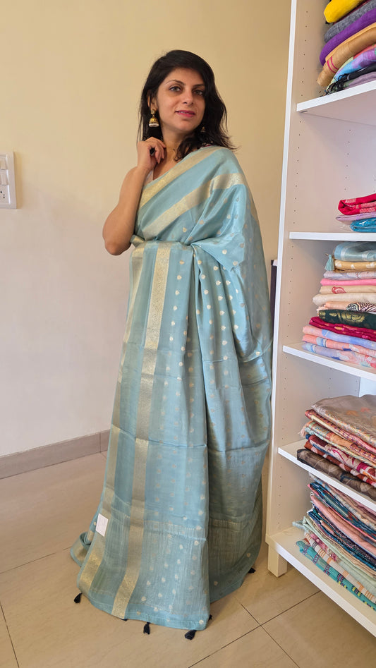 Blue Semi Mysore Silk Saree