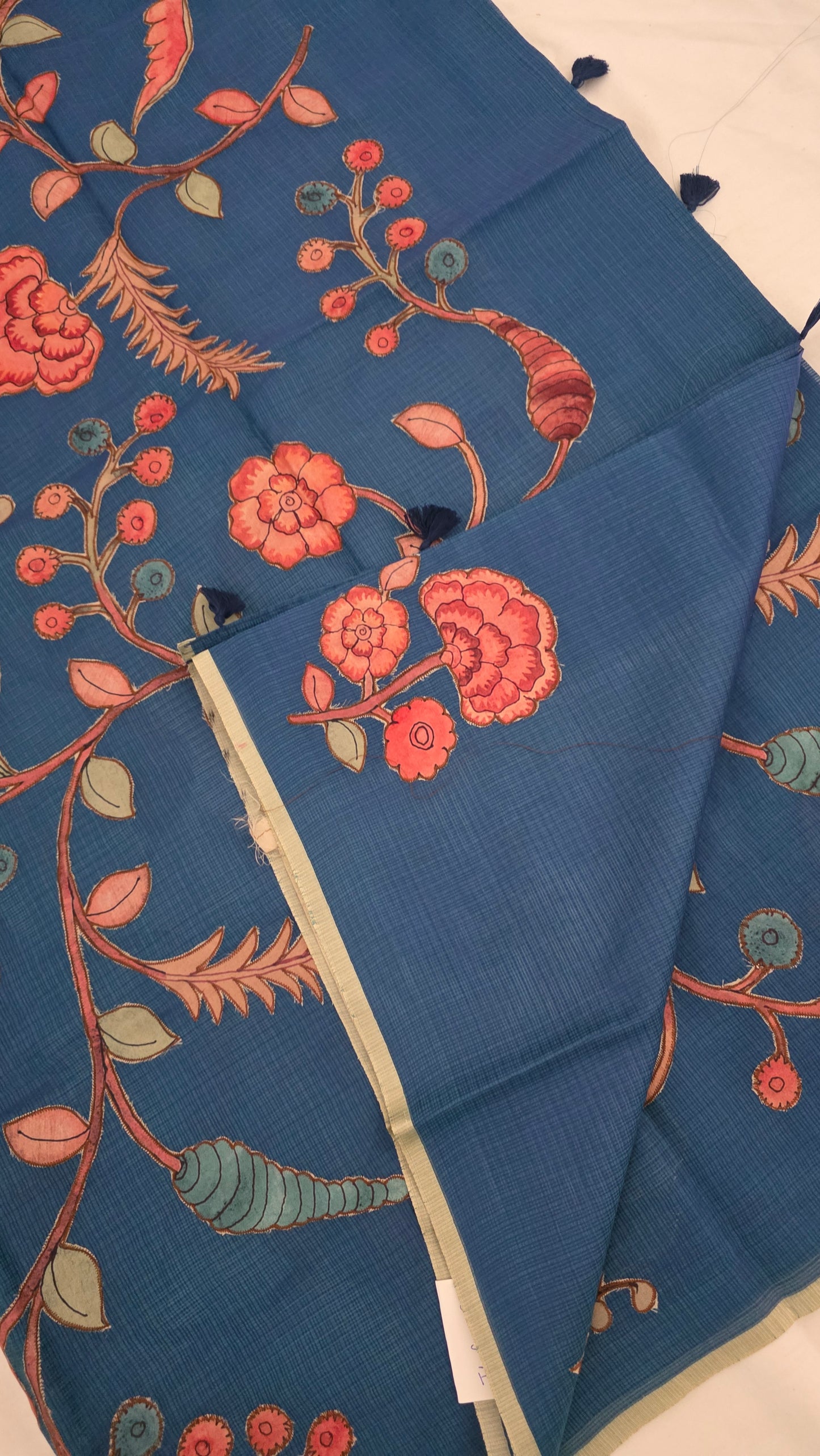 Blue Kota Silk Applique work saree