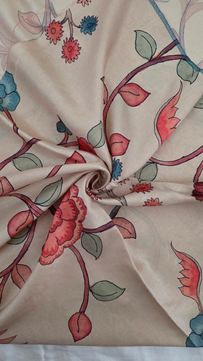 Red Kota Silk Applique work saree