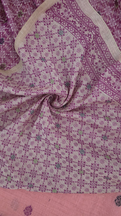 Pink Pichwai Munga Silk Jamdani