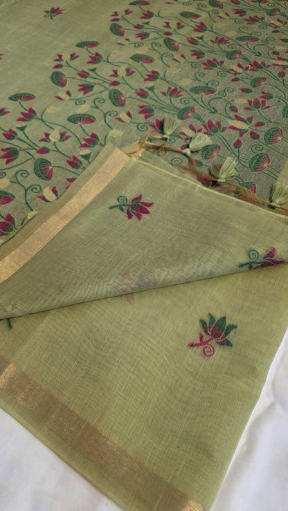 Green Pichwai Munga Silk Jamdani