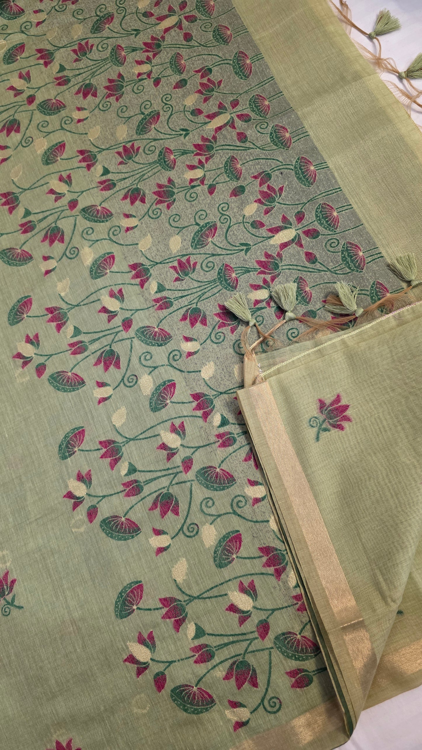 Green Pichwai Munga Silk Jamdani