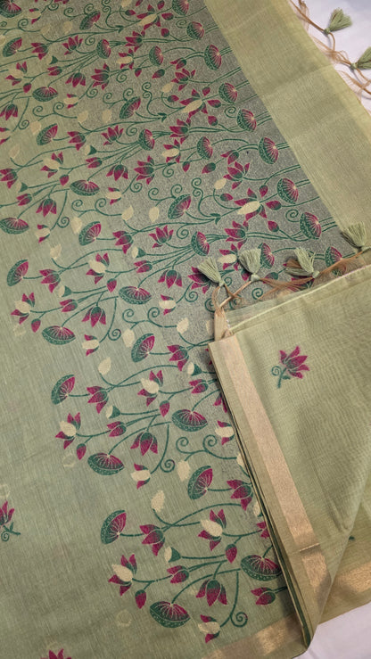 Green Pichwai Munga Silk Jamdani