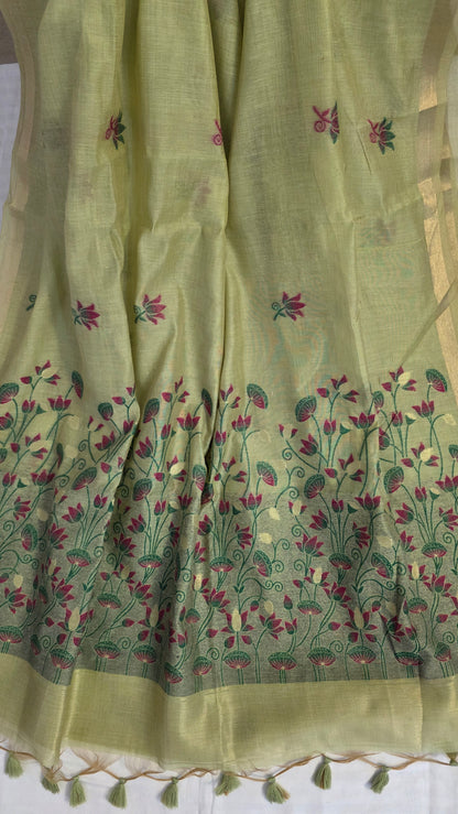 Green Pichwai Munga Silk Jamdani