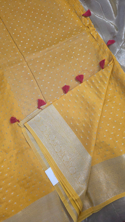 Yellow Banarasi silk Saree