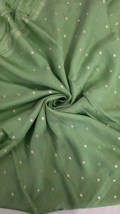 Green Banarasi silk bird weave