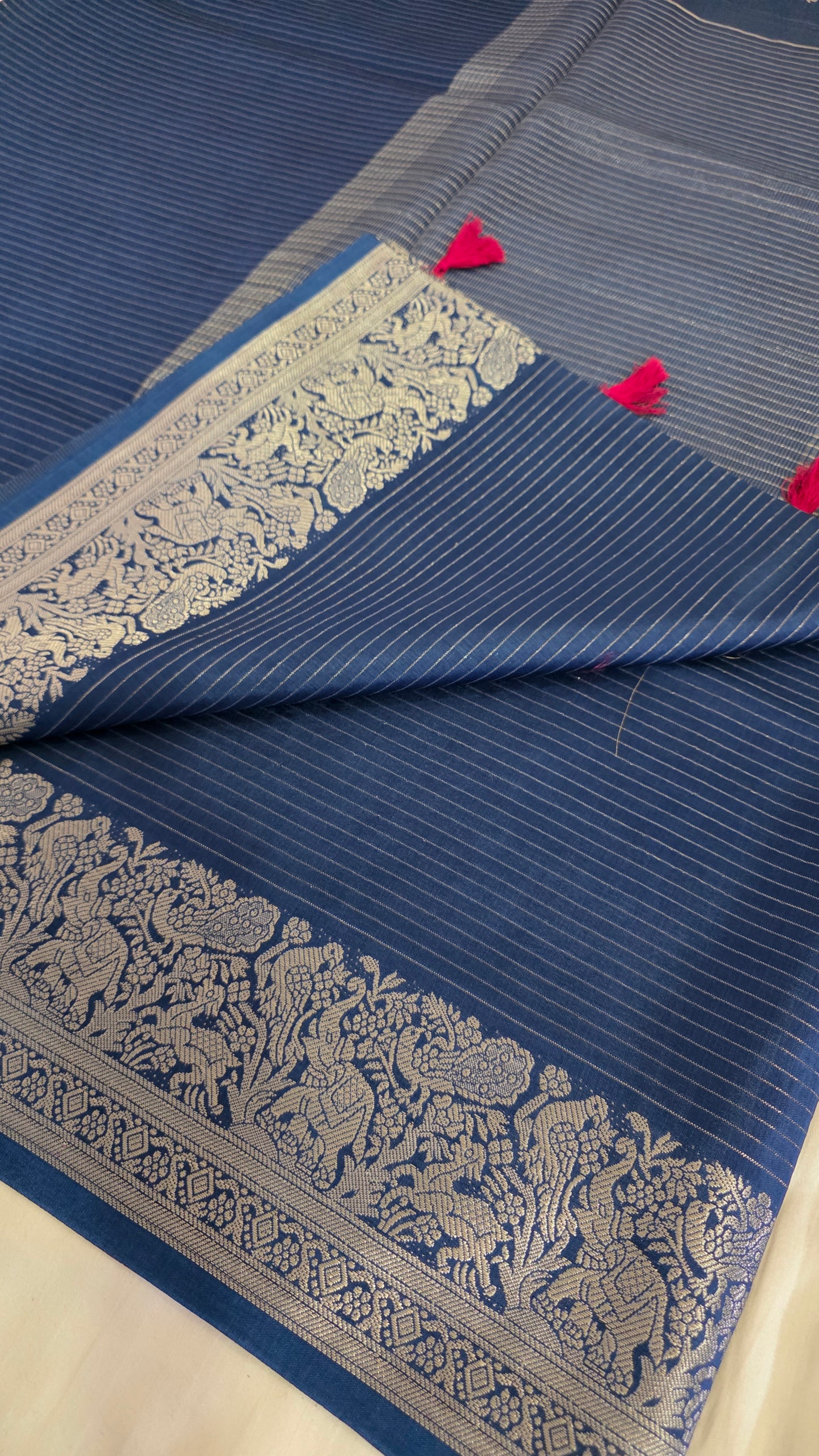 Blue Banarasi silk Figure Saree