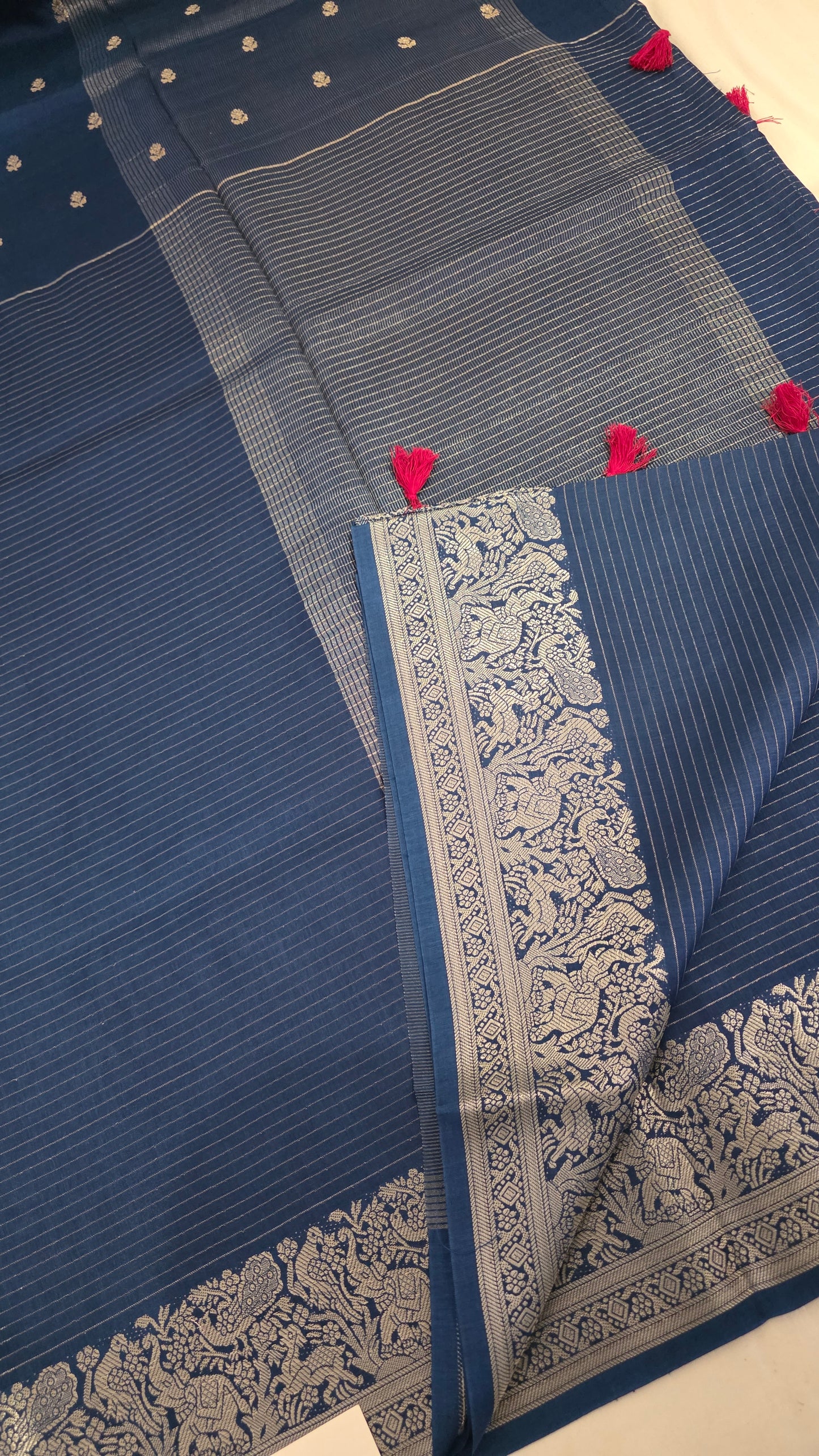 Blue Banarasi silk Figure Saree