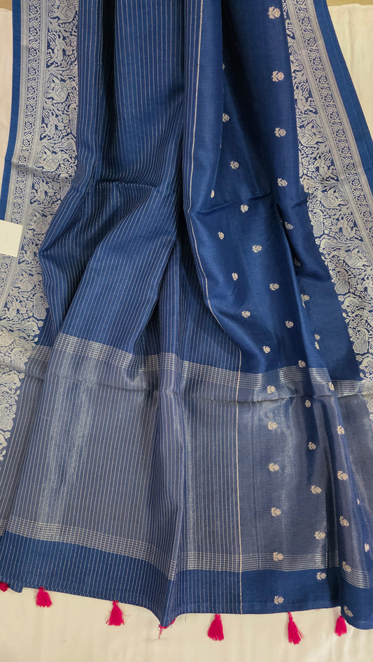 Blue Banarasi silk Figure Saree