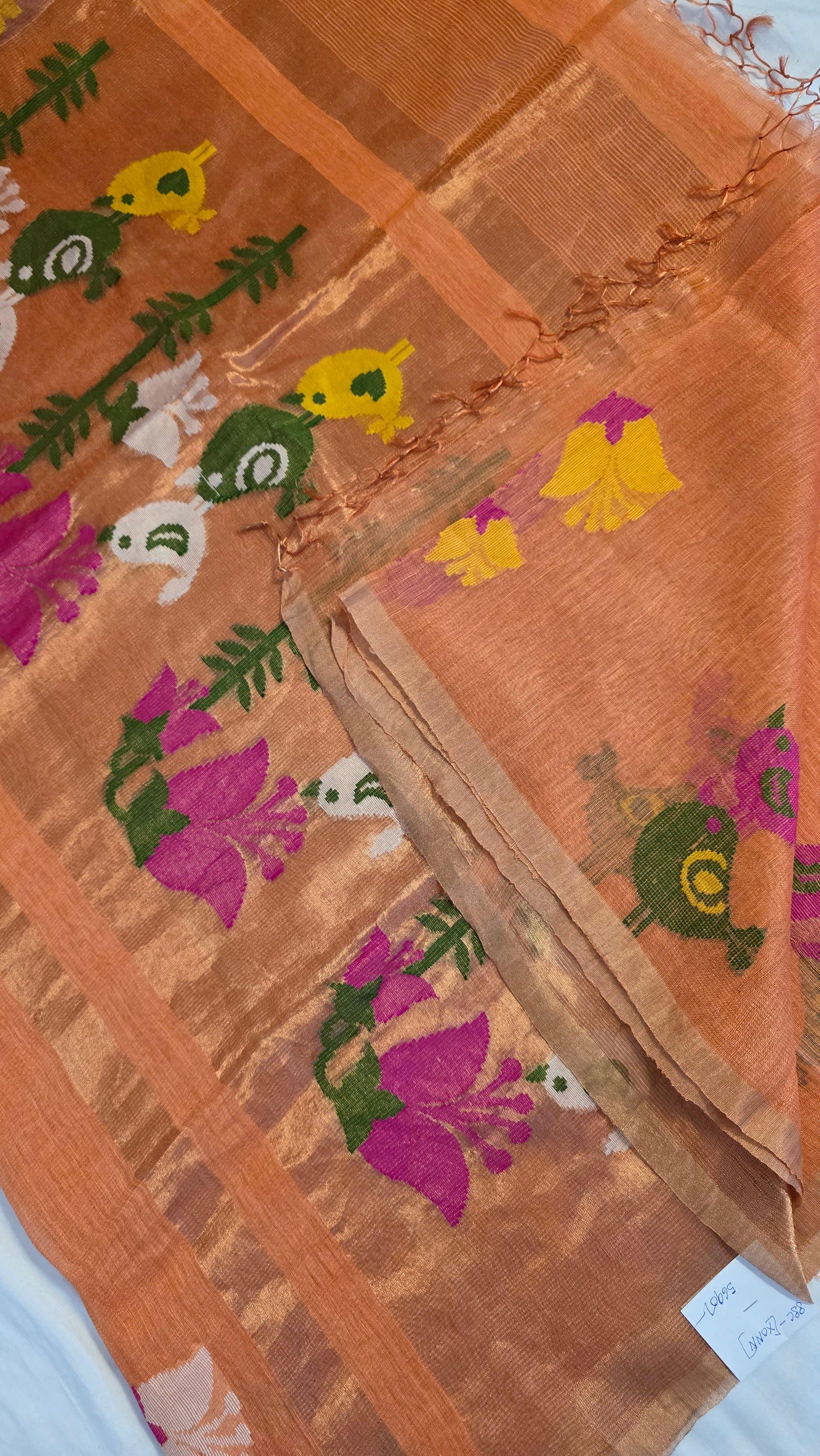 Peach Linen tissue silk | Bird weave