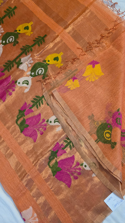 Peach Linen tissue silk | Bird weave