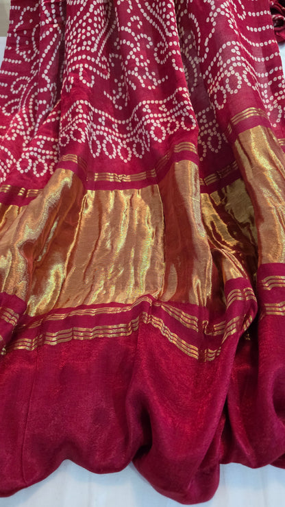 Pink  Semi Modal Bandini Silk Saree