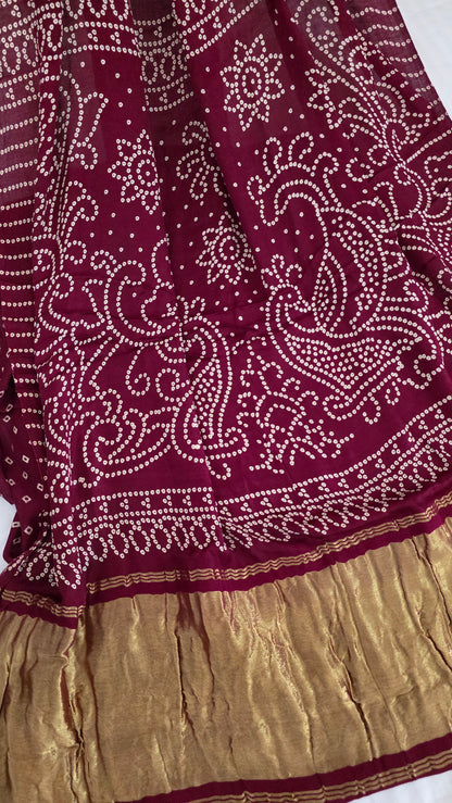 Maroon Semi Modal Bandini Silk Saree