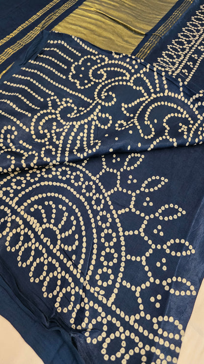 Blue  Semi Modal Bandini Silk Saree