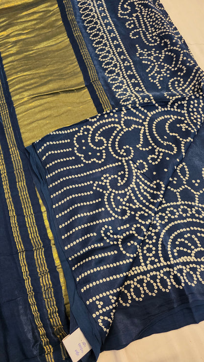 Blue  Semi Modal Bandini Silk Saree