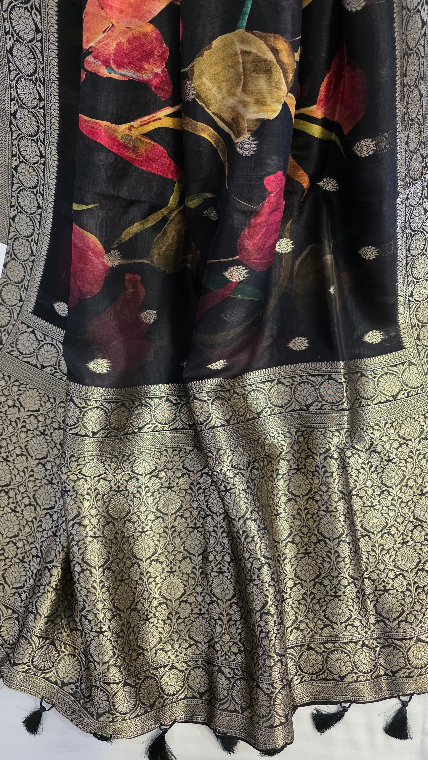 Black Tussar silk with Banarasi Pallu