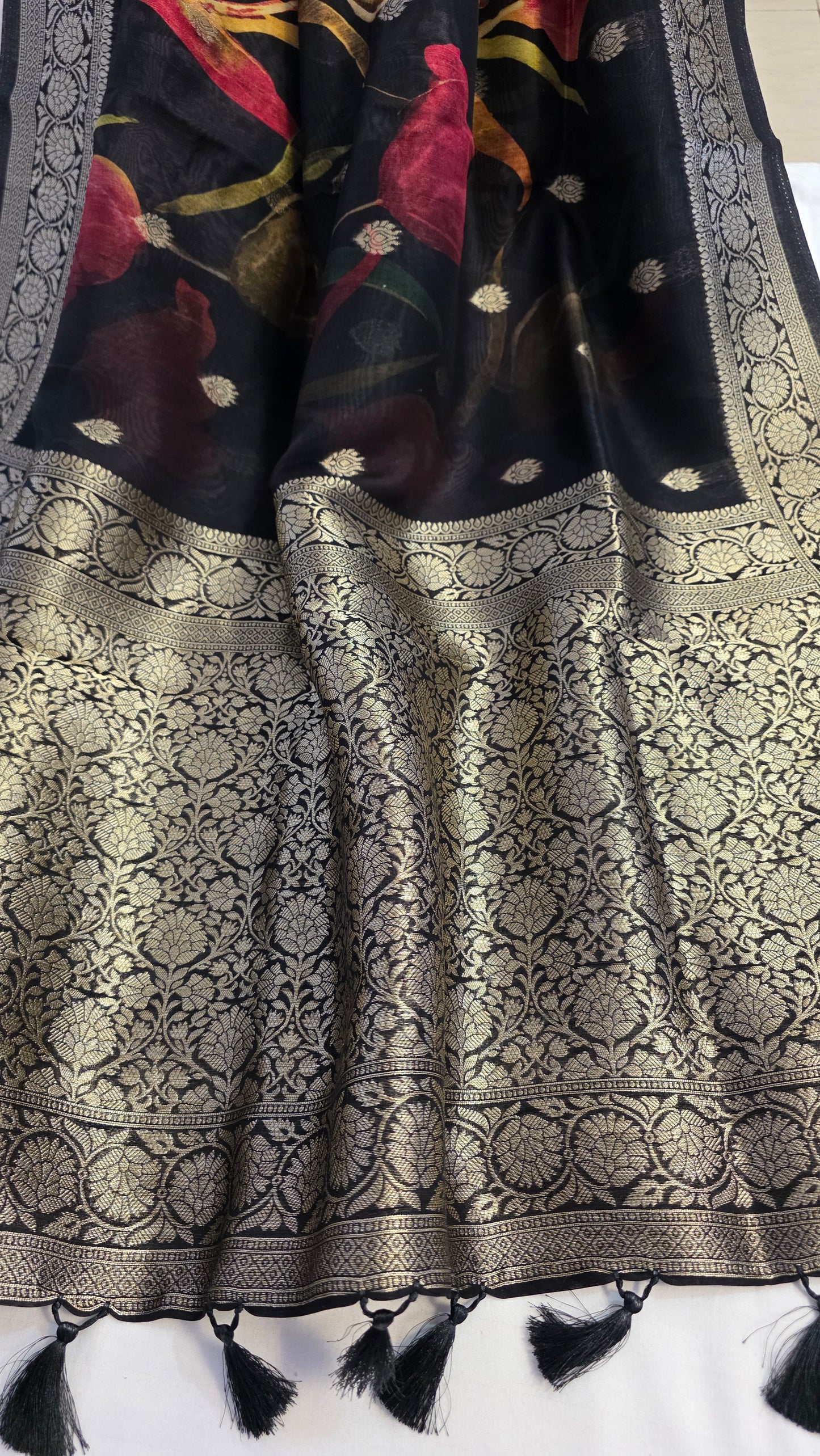 Black Tussar silk with Banarasi Pallu