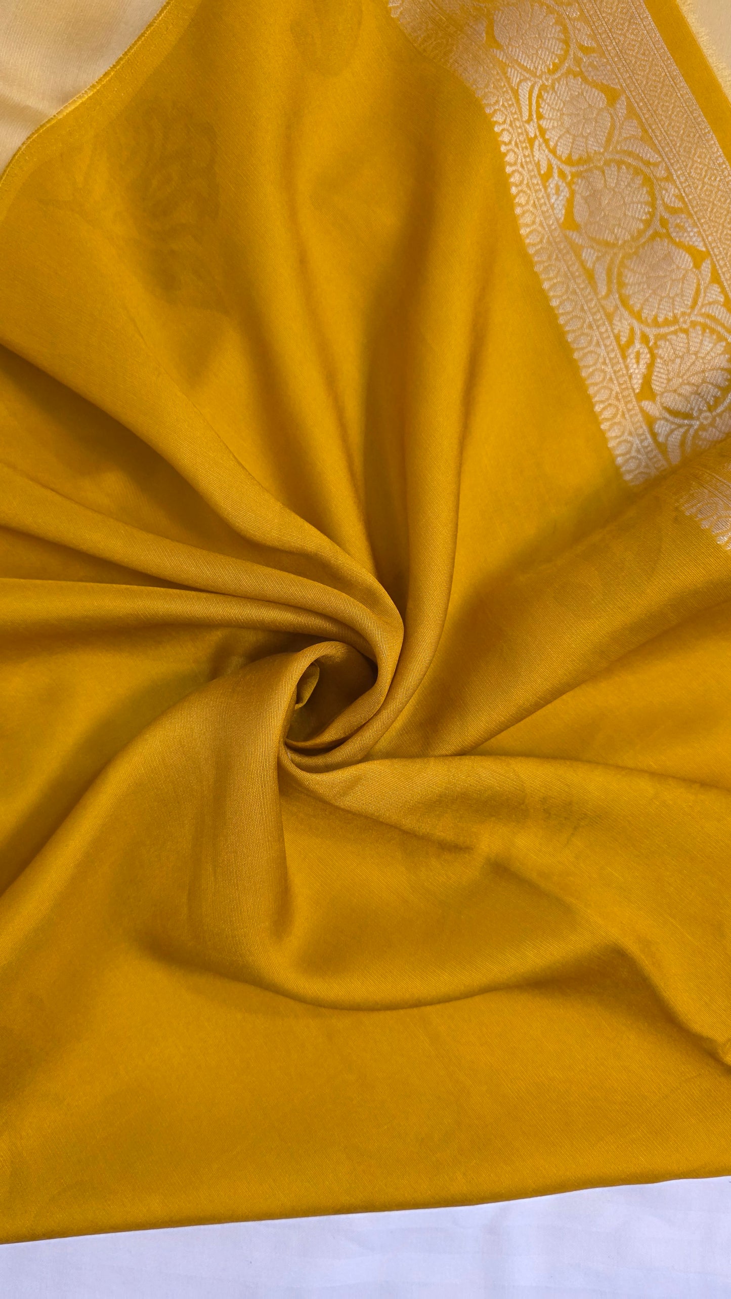 Yellow Tussar silk with Banarasi Pallu