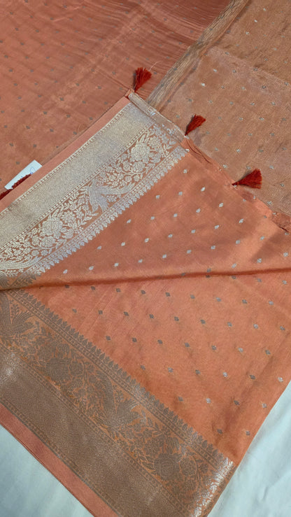 Peach Banarasi silk Saree