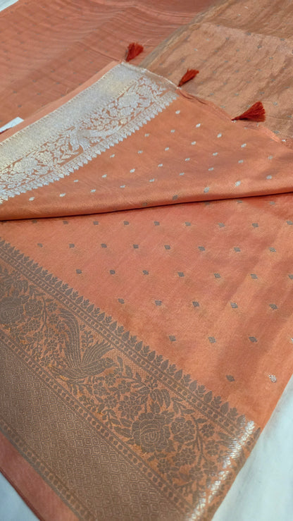 Peach Banarasi silk Saree