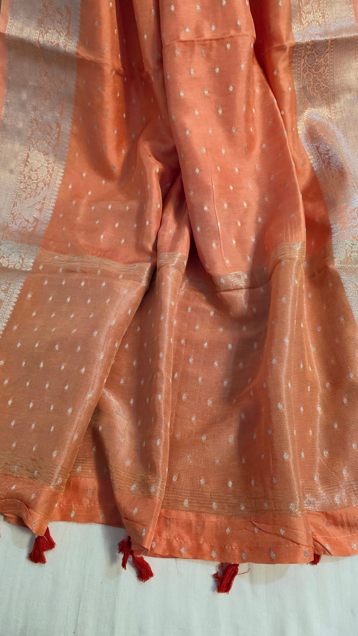 Peach Banarasi silk Saree