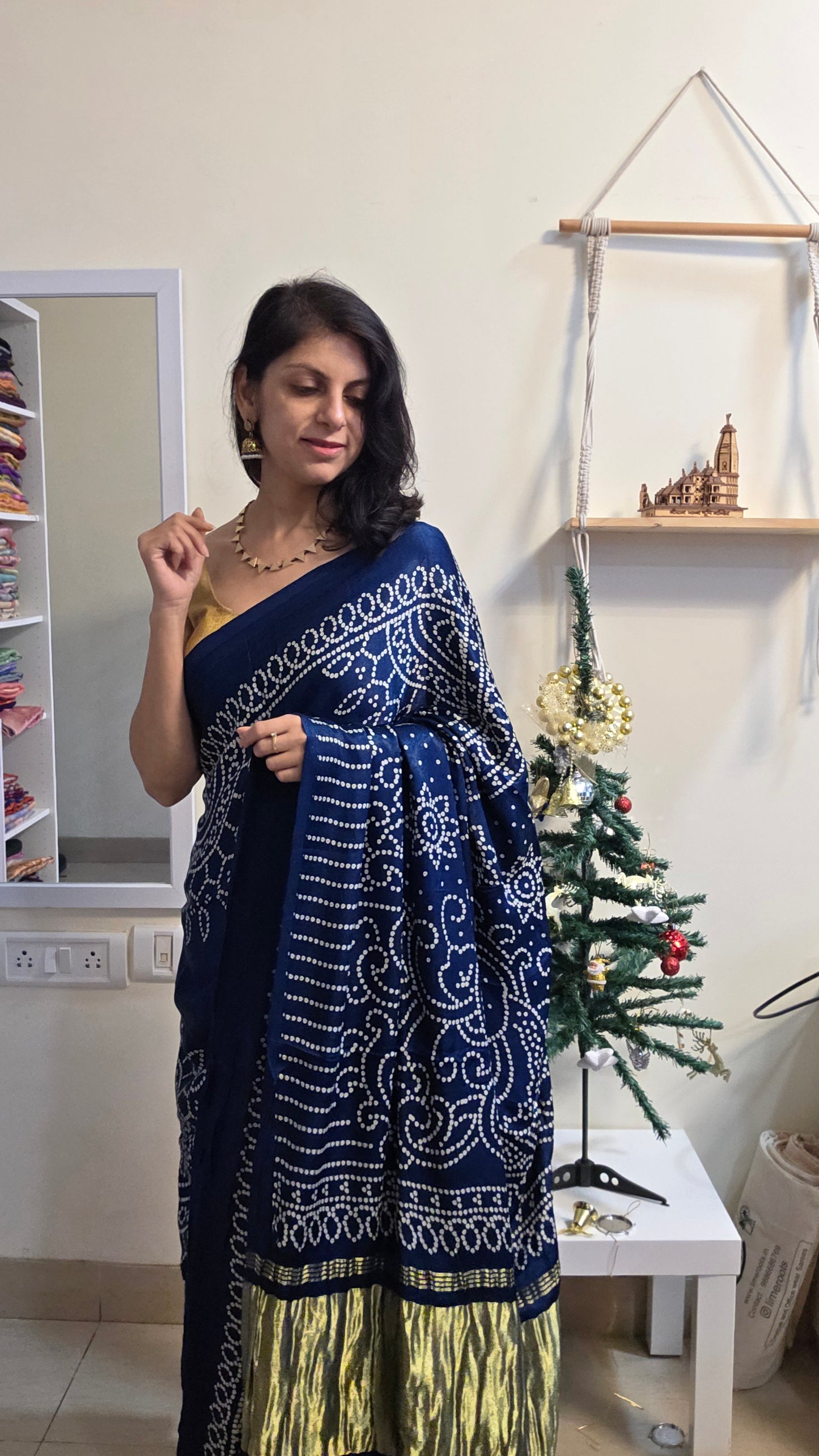 Blue  Semi Modal Bandini Silk Saree