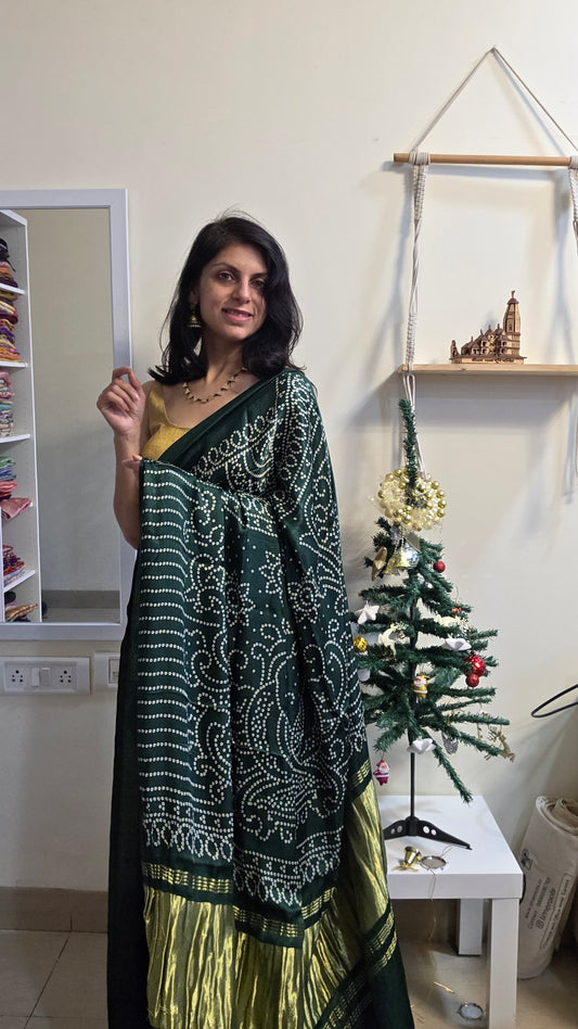 Green Semi Modal Bandini Silk Saree