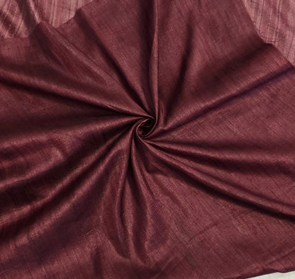 Ivory / Wine Tussar silk Kalamkari design Saree