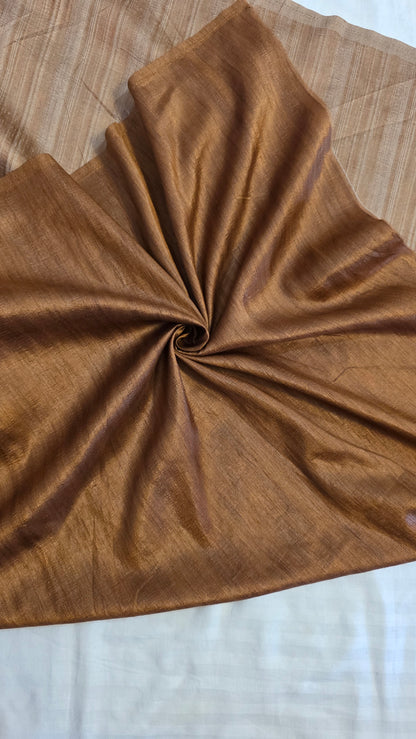 Ivory / brown Tussar silk Kalamkari design Saree